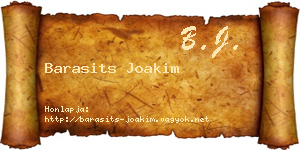 Barasits Joakim névjegykártya